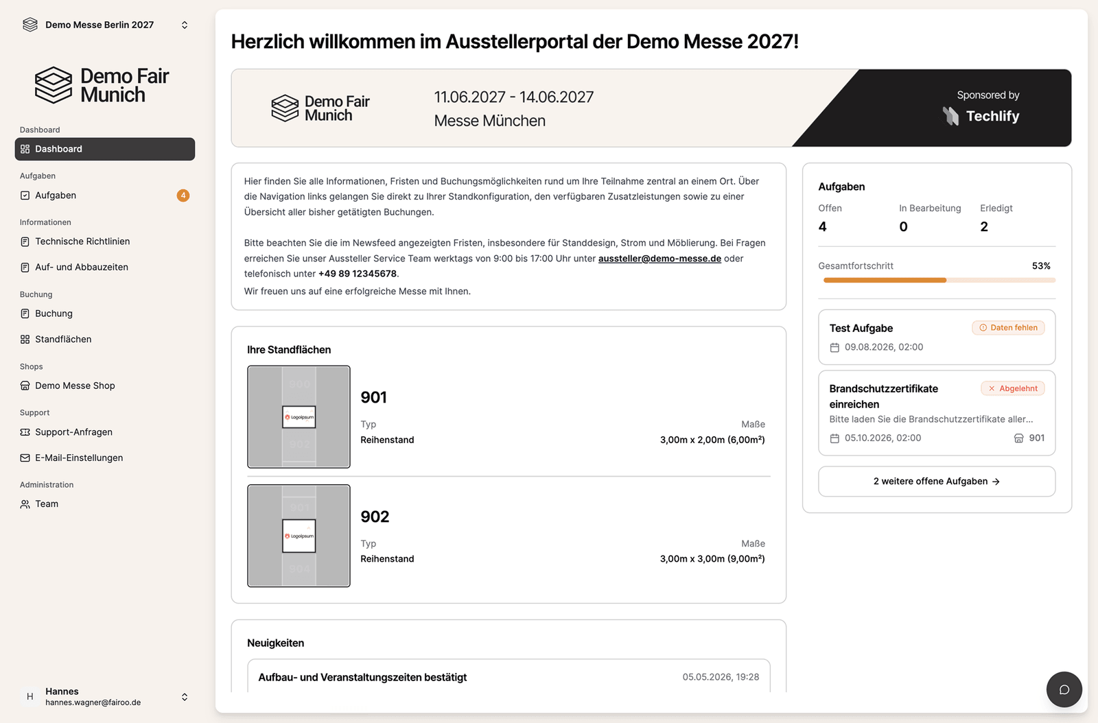 Von der Buchung bis zum Messestart