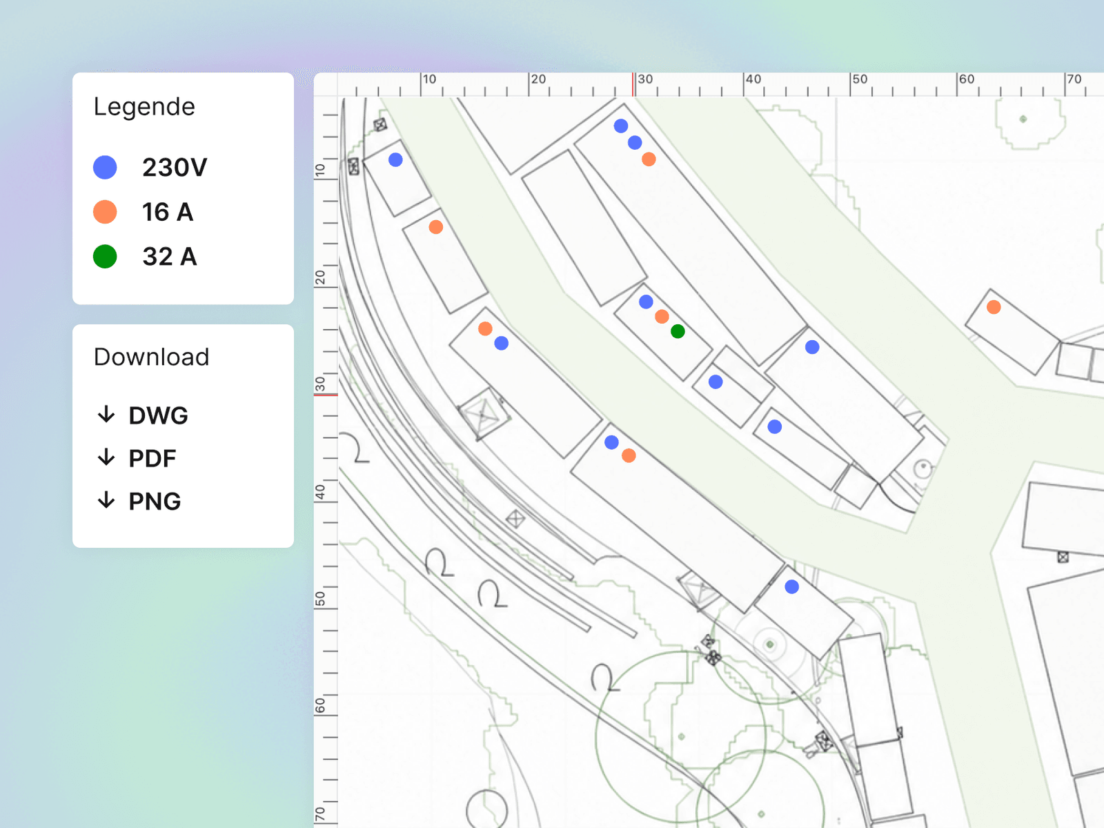 Export als PDF, SVG, PNG oder CAD und Live-Einbindung