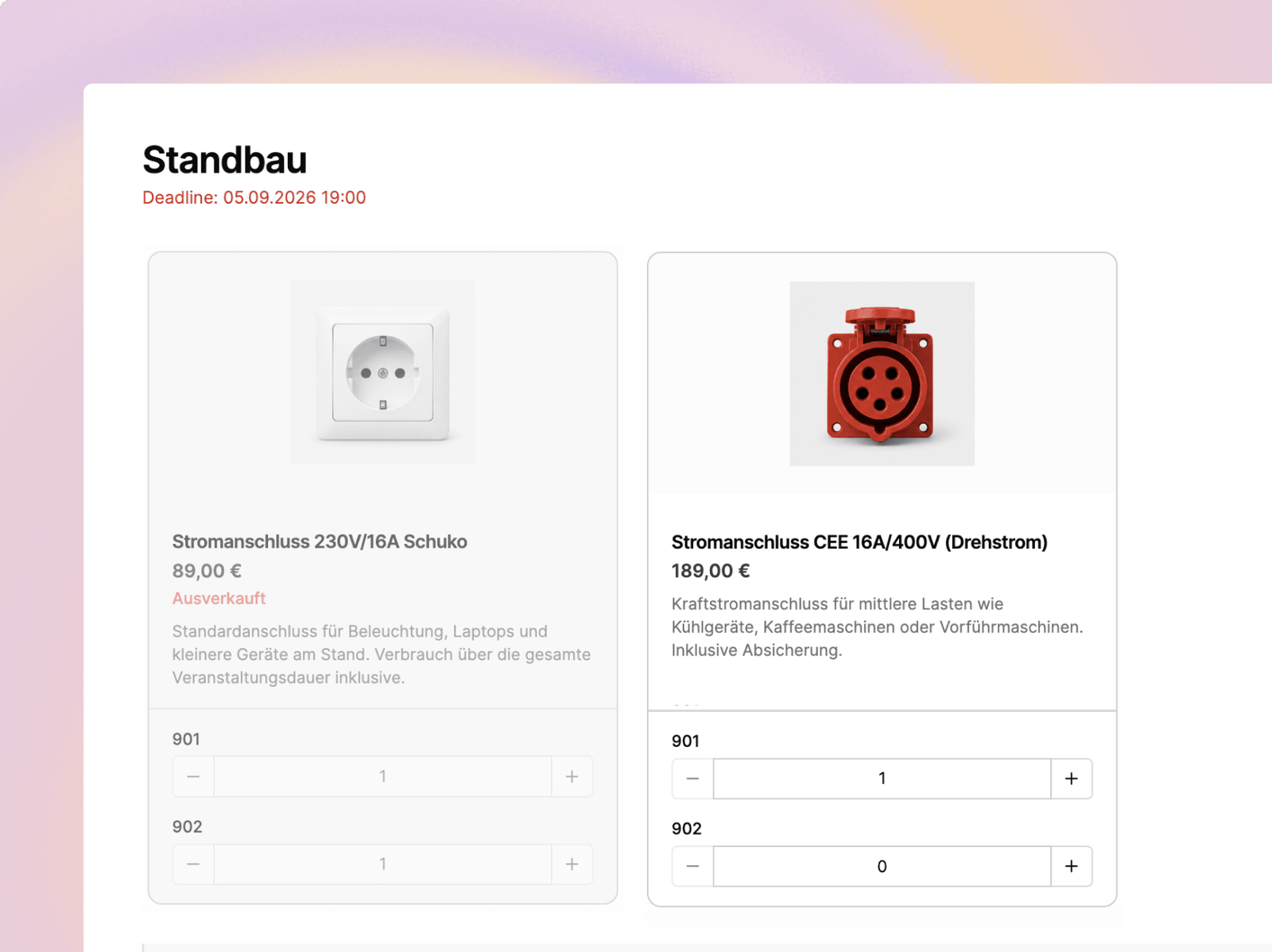 Exhibitor portal and shop