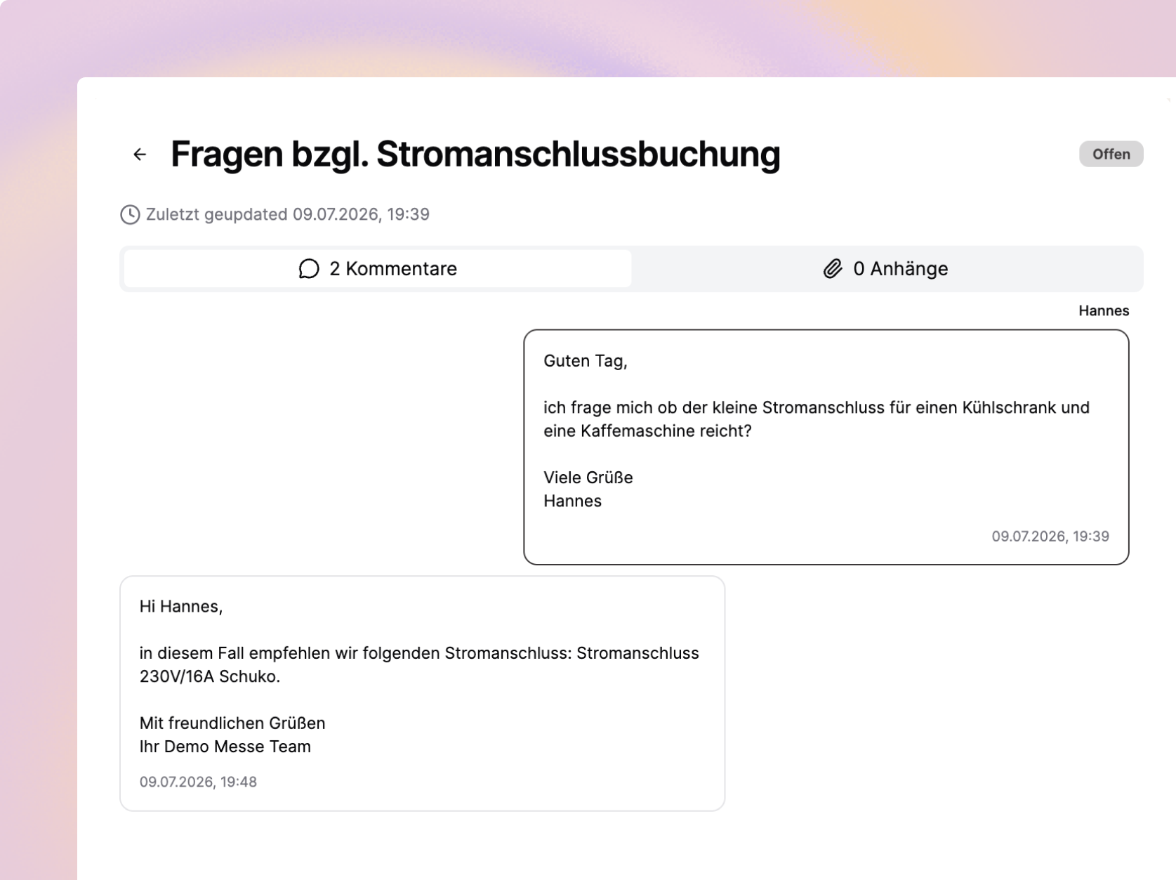 Support-Anfragen und Informationsseiten an einem Ort